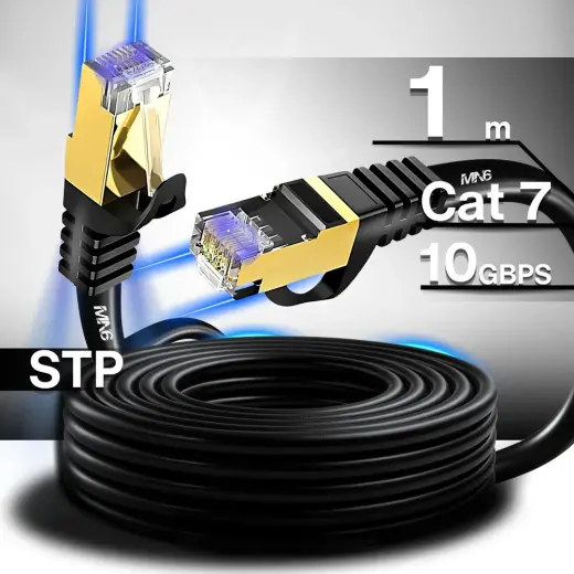 Mn6 M109F Cat7 Ethernet Kablosu 1 Metre 5G Modem Uyumlu Bakır İletken STP 10 Gbps Altın Kaplama RJ45