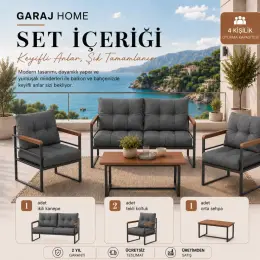 Garaj Home Mercan Bahçe Balkon Seti Oturma Takımı Antrasit 8