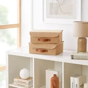 Ocean Home Textile 2'li Jüt Kapaklı Kutu Set 30 X 23 X 11 Cm