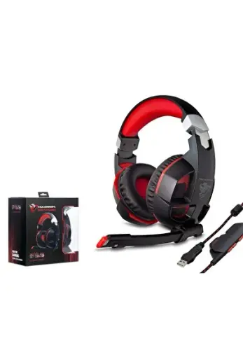 G59 USB LED 7.1 Surround Over-Ear Mikrofonlu Gaming Kulaklık PS4 Uyumlu Siyah Kırmızı