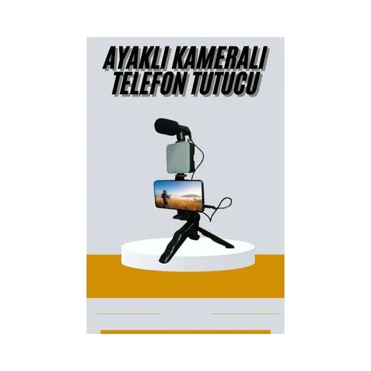 Renas Store Tripod Telefon Tutucu Kumandalı Mikrofon LED Işık Vlog Video Kayıt