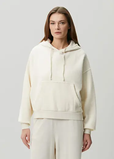 Bobypark Ekru Kapüşonlu Sweatshirt