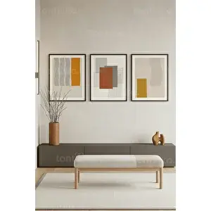 Tontilika Soyut Sanatlı Modern Dekor 3’lü Ahşap Çerçeveli Tablo Seti 50 x 70 cm