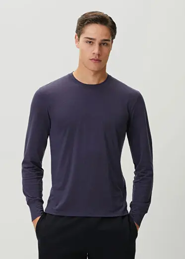 Lacivert Uzun Kollu T-shirt