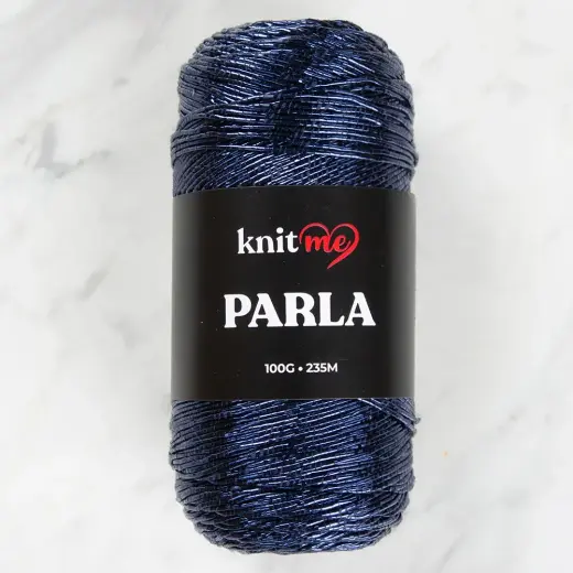 Knitme Parla Lacivert Simli Örgü İpi