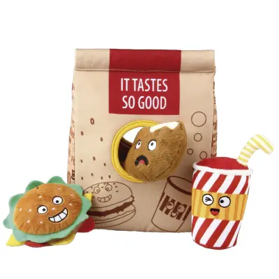 GiGwi Fast Food Çantası Peluş Köpek Oyuncağı 11,5x21,8x26cm