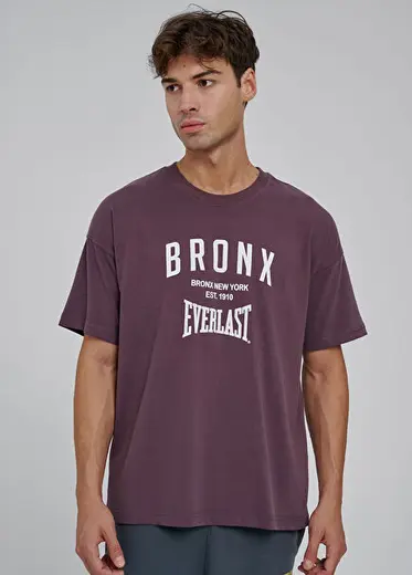 Bronx NYC 2.0 Mor Oversize Kısa Kollu Erkek T-Shirt