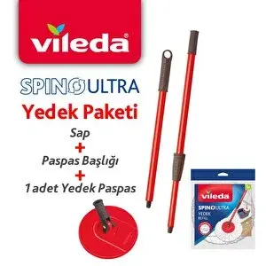 Vileda Spino Ultra Yedek Sap + Başlık + Yedek Paspas Paketi
