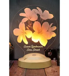 Anneye Hediye Plumeria Çiçeği Led Lamba, Doğum Günü Çiçekli Hediye, Kişiye Özel İsimli Hediye 3