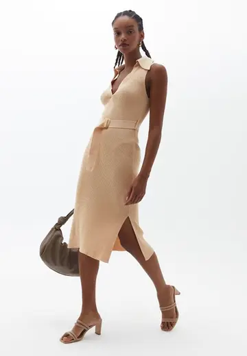 Polo Yaka Triko Elbise