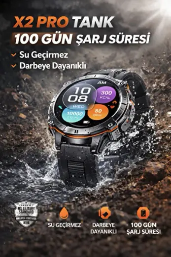 X2 Pro Tank 100 Gün Şarj Süresi Suya ve Darbeye Dayanıklı