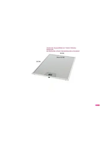 25x30 Cm Tırnaklı Arçelik Davlumbaz Alüminyum Yağ Filtresi Uyumlu