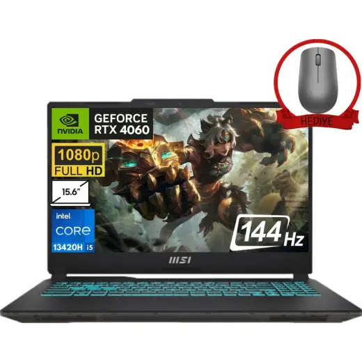 MSI Msı Cyborg 15 Intel Core I5-13420H 16 GB 1 tb SSD 8 GB/RTX4060 15.6" 144Hz W11P Full Hd Taşınabilir Bilgisayar A13VF-895XTR-A62 & Anzar Mouse