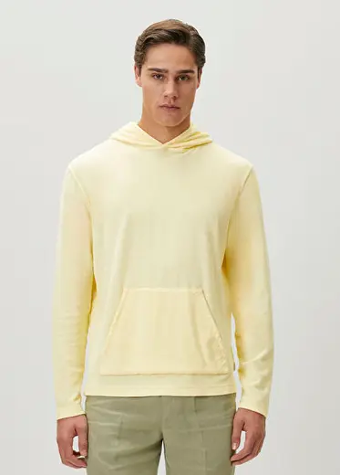 Sarı Kapüşonlu Terry Sweatshirt