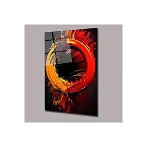 Mgi Design Sarı Kırmızı Yuvarlak Boya Renk Cümbüşü Cam Tablo #pct0672 | Doğa Ve Manzara Temalı Dekoratif Duvar Tablosu, Salon, Yatak Odası Ve Ofis Dekoru, 35x50 cm