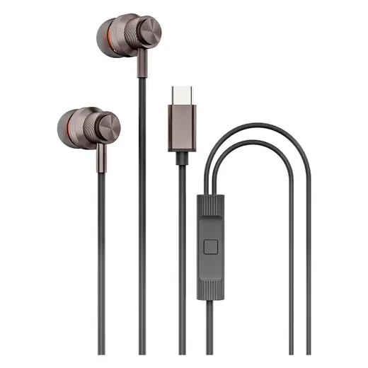 Hytech HY-XBK56 Typec Telefon Uyumlu Metal Siyah Kulak Içi Mikrofonlu Kulaklık
