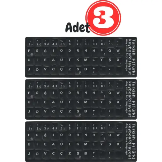 MN6 MF01 F Klavye Sticker/3 Adet-Laptop PC Uymlu-Silinmez/Türkçe F Klavye Sticker