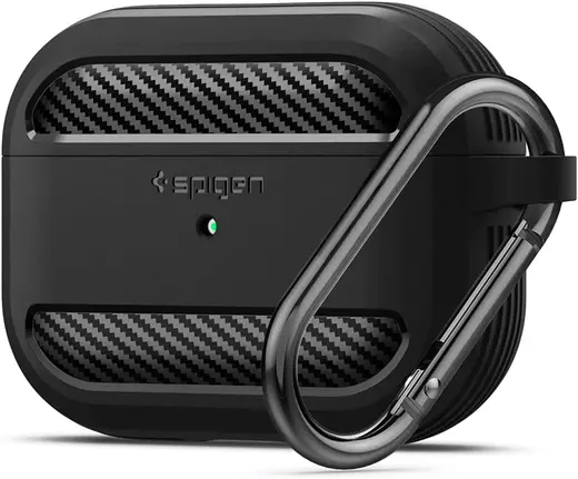 Spigen AirPods Pro ile Uyumlu Kılıf Rugged Armor Üst Düzey Koruma Siyah Karbon Kapak - ASD00540 (Spigen TR Garantili)