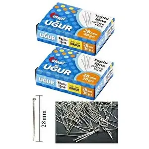 Artlantis Toplu İğne 20 Gr 28 Mm 2 Paket Yaklaşık 300 Adet Nikel Kaplı Toplu İğne Düğün Nişan Takı İğnesi Okul Ofis Büro