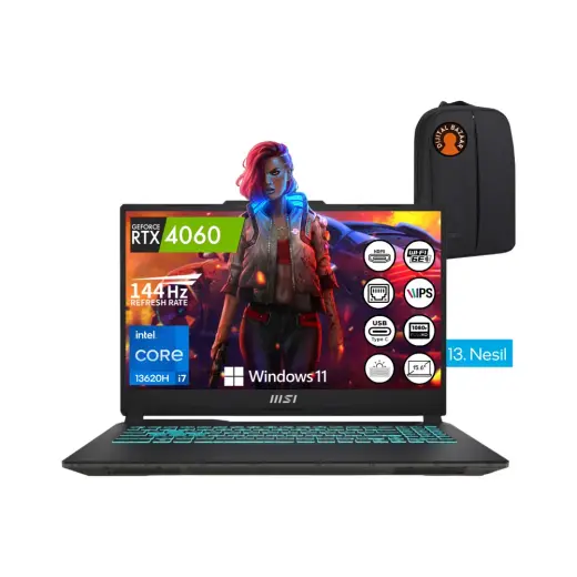 Msı Cyborg 15 I7-13620H 16GB Ram 4tb SSD RTX4060 15.6" Fhd IPS 144Hz W11 Taşınabilir Bilgisayar