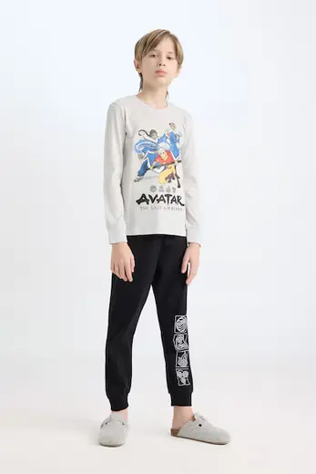 %100 Pamuk Pijama Takımı Avatar the Last Airbender Uzun Kollu Üst Uzun Alt Erkek Çocuk