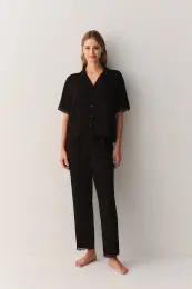 Siyah Armony Gömlek Yaka Pijama Takımı 1