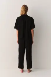 Siyah Armony Gömlek Yaka Pijama Takımı 4