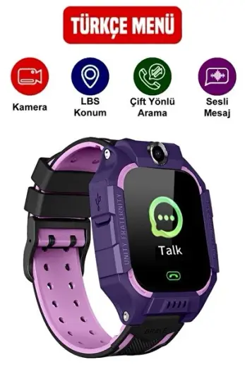M45 Sım Kart Girişli Uzaktan Dinleme Özellikli Kameralı Akıllı Takip Saati-purple