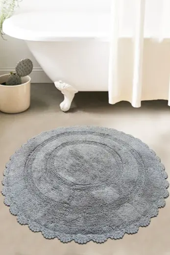 Monre Gri Çap %100 Pamuklu 100x100 Cm Banyo Paspas Seti Renkli