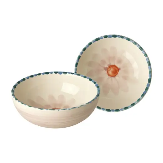 Rice El Yapımı Seramik Kase - Pembe Çiçek