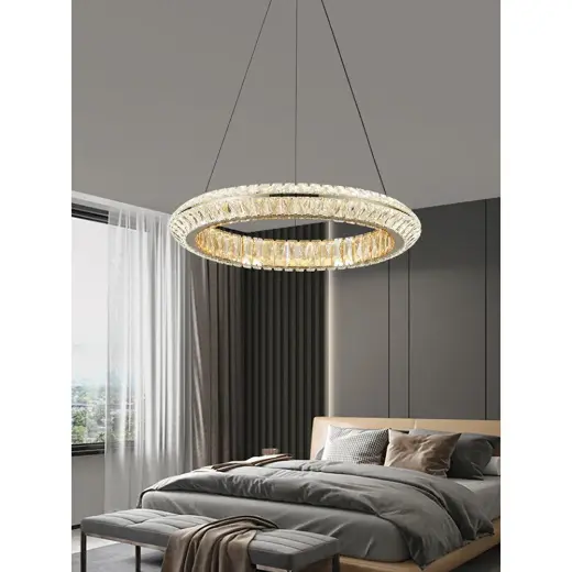 Apliqa Kyler 60'lık Gold 90 Watt Kristalli 3 Renkli Led Sarkıt Avize