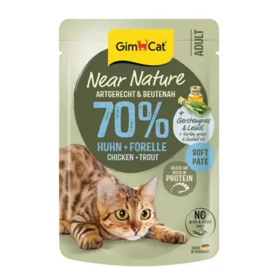 GimCat Near Nature Tavuklu ve Alabalıklı Ezme Yetişkin Kedi Konservesi 85gr