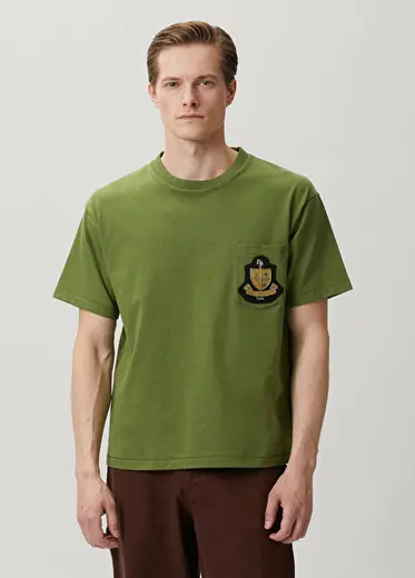 Yeşil Patch Detaylı T-shirt