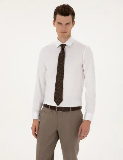 Beyaz Likralı Kolay Ütülenebilir Ex. Slim Fit Basic Gömlek