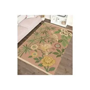 Vivense Kuş Ve Yaprak Baskili Dokuma Taban Hali, 142 Yng, 100x150 Cm