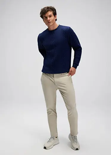 Lacivert Uzun Kollu Erkek Sweatshirt EM623-NV