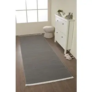 Adalizza Modern Tasarımlı Salon Mutfak Koridor Halısı Düz Saçaklı Gri Renkli 80x100 cm