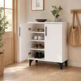 Garaj Home 4 Raflı Ayakkabılık Çok Amaçlı Dolap Beyaz 3