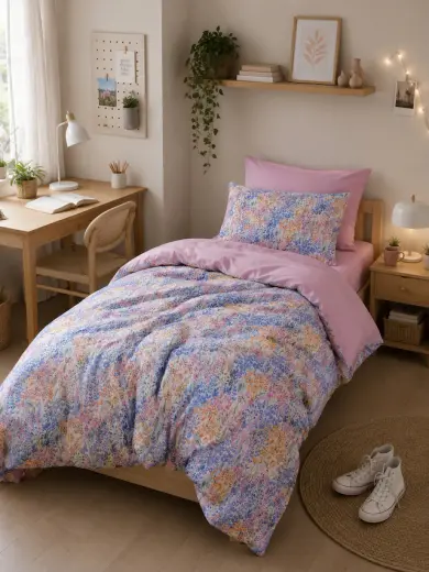 Mystory Home Lastikli Çarşaflı Tek Kişilik Nevresim Takımı Colore