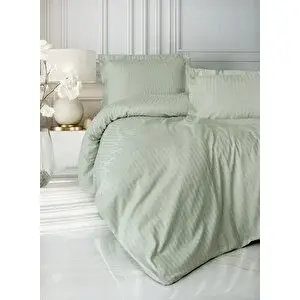 Cotton Box Elegant Stripe Saten Çift Kişilik Nevresim Takımı Adaçayı
