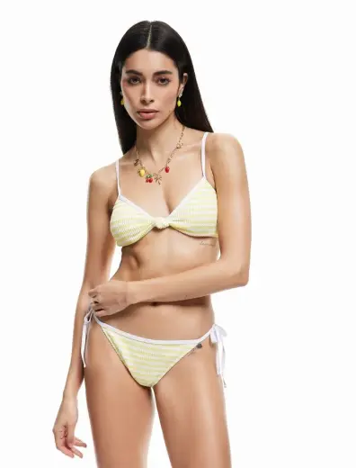 Dokulu İpli Çizgili Bikini Altı