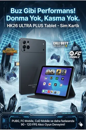 HK26 Ultra Plus Tablet - 32GB RAM 1TB Hafıza | Şarj Aleti -Klavye -Mouse -Kalem -Kılıf -Kulaklık Full Set