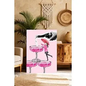 Mgi Design Lüks Pembe Eklektik Tablo Boho Stilinde Kanvas Tablo Çalışma Odası Sanatı | Modern Duvar Dekoru | Salon, Yatak Odası Ve Ofis İçin | Sanatsal Ev Dekorasyonu 80x120 cm