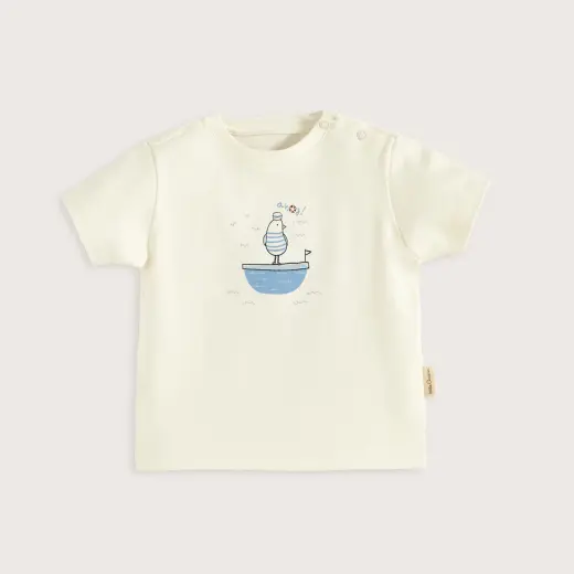 Sea Sıde Baskılı Tshirt Ekru
