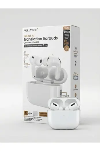 Aura Akse Smart AI Translation Earbuds - Yapay Zeka Destekli Çevirmen Kulaklık (55 Dil, BT 6.0, ANC, Kalp Atış Hızı Ölçümü)