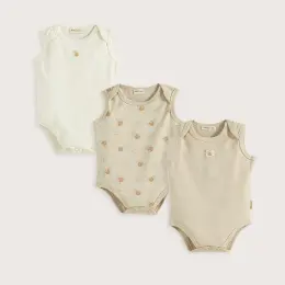 Happy Bee 3'Lü Kolsuz Body Set Taş/Ekru 9