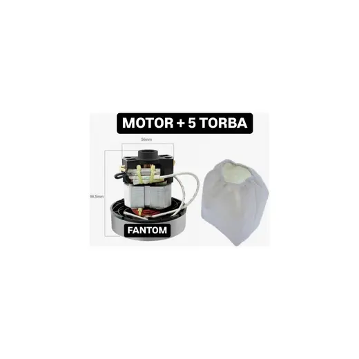 Fantom Pratic P1200 Uyumlu Süpürge Motoru ve 5li Toz Torbası Pratik P 1200