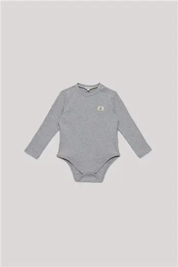 NBT BSC Erkek Bebek Gri Uzun Kollu Ribana Body