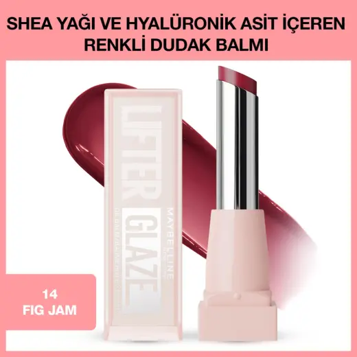 Maybelline New York Lifter Glaze Shea Yağı ve Hyalüronik Asit İçeren Renkli Dudak Balmı 14 Fig Jam