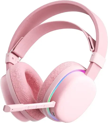 Aula G7 Tri Mode Kablosuz RGB Gaming Mikrofonlu Oyuncu Kulaklığı 40mm Driver Gürültü Engelleyici Pembe